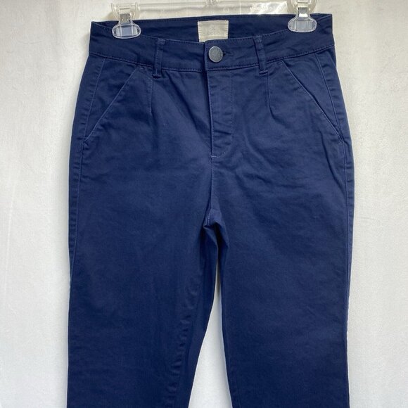 C.A.S.L.O.N Mid-Rise Straight Leg Stretch Chino Pants Women 4 Navy Side Pockets - Picture 12 of 16